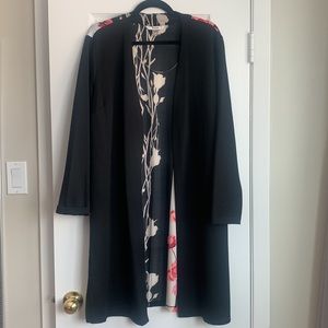 TanJay Black and Floral Lonsleeve Long Duster